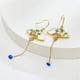 thumbnail image 5 of Pendientes de abanico asimétricos, pendientes de gota sectorial, pendientes colgantes de abanico pequeño, bonitos aretes étnicos retro, joya azul -, 5 of 5