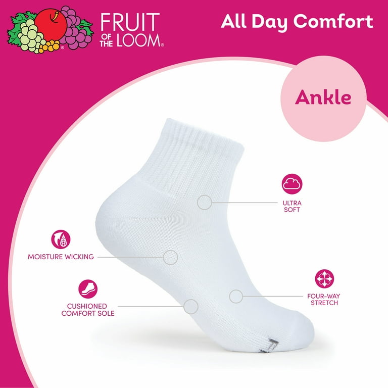 Fruit of the Loom All Day Comfort Women's Socks, Sizes 4-12, 6