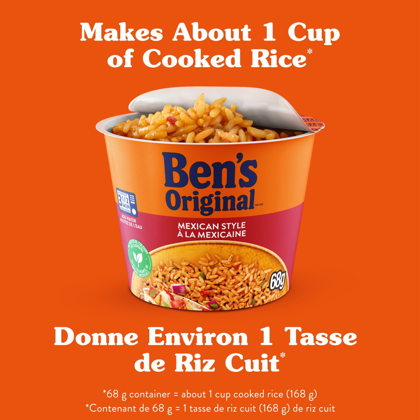 BEN'S ORIGINALMC Riz à la Mexicaine, Collation ou Accompagnement, au Micro-ondes en 3,5 Minutes, 68 g BEN MEXICAN SINGLE SERVE CUP 68g