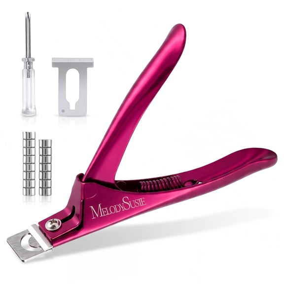 MelodySusie Nail Clippers, with 15pcs Magnet Sizers, Adjustable Stainless Trimmer for Acrylic Nails, Wine Red