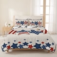 thumbnail image 3 of Queen Quilt Set 90''x96'', 4th of July Lightweight Bedspread Coverlet Set with 2 Pillow Shams, Patriotic Blue Red Star Independence Day Breathable All Season Quilt Bedding for Bedroom/Guest Room, 3 of 9
