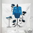 thumbnail image 1 of Heels and Dresses Tapestry, Mannequin in Tailor's Shop with Blooming Flower Retro Classical, Fabric Wall Hanging Decor for Bedroom Living Room Dorm, 5 Sizes, Blue Black White, by Ambesonne, 1 of 1