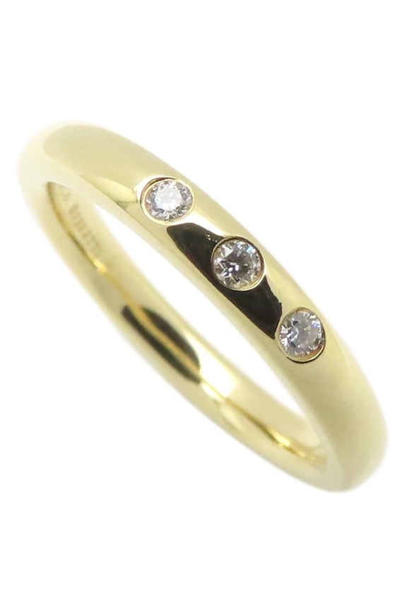 Pre-Owned TIFFANY & Co. Tiffany Stacking Band Ring with 3 Diamonds, 18K White Gold, Women's,...