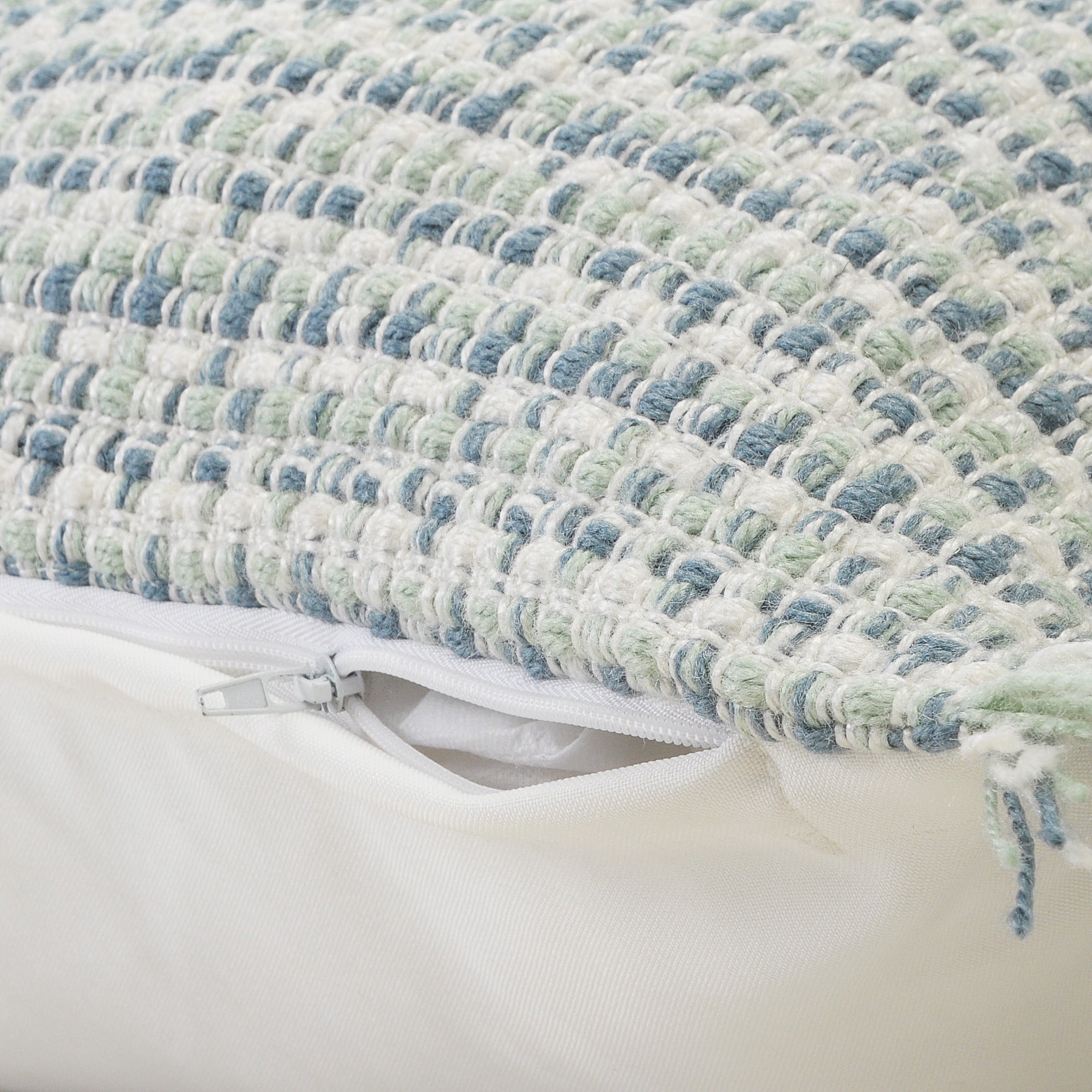 Birch Harbour Bailey 24" x 24" Blue/Green Striped Outdoor Adult Decorative Throw Pillow