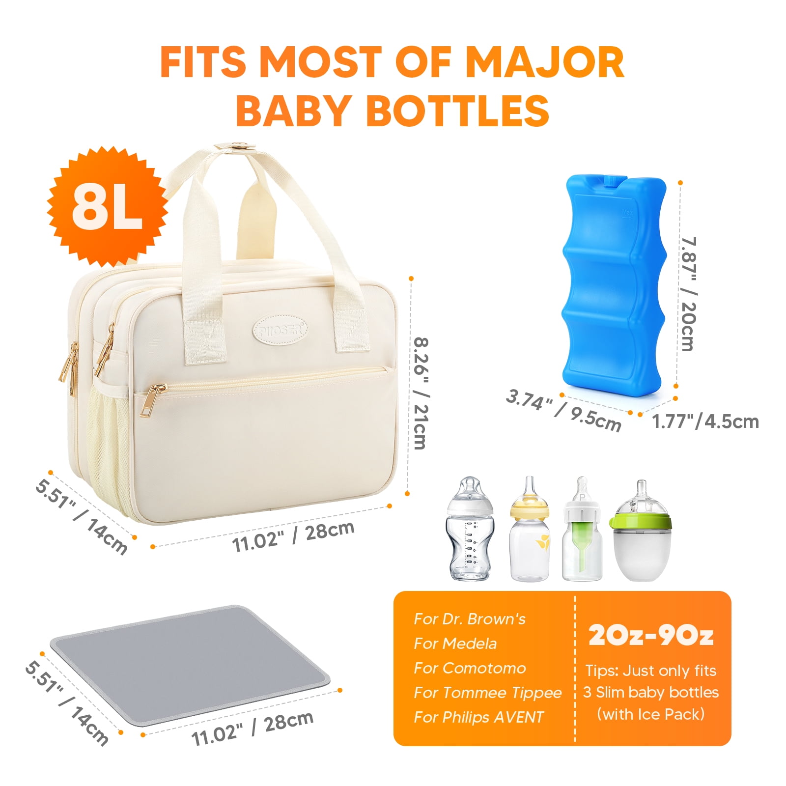 Breastmilk Cooler Travel Bag with Ice Pack, Compatible with Wearable Breast Pumps & Accessories - Portable Hands Free Breast Pump Carrying Case for Nursing & Working Moms, Cream