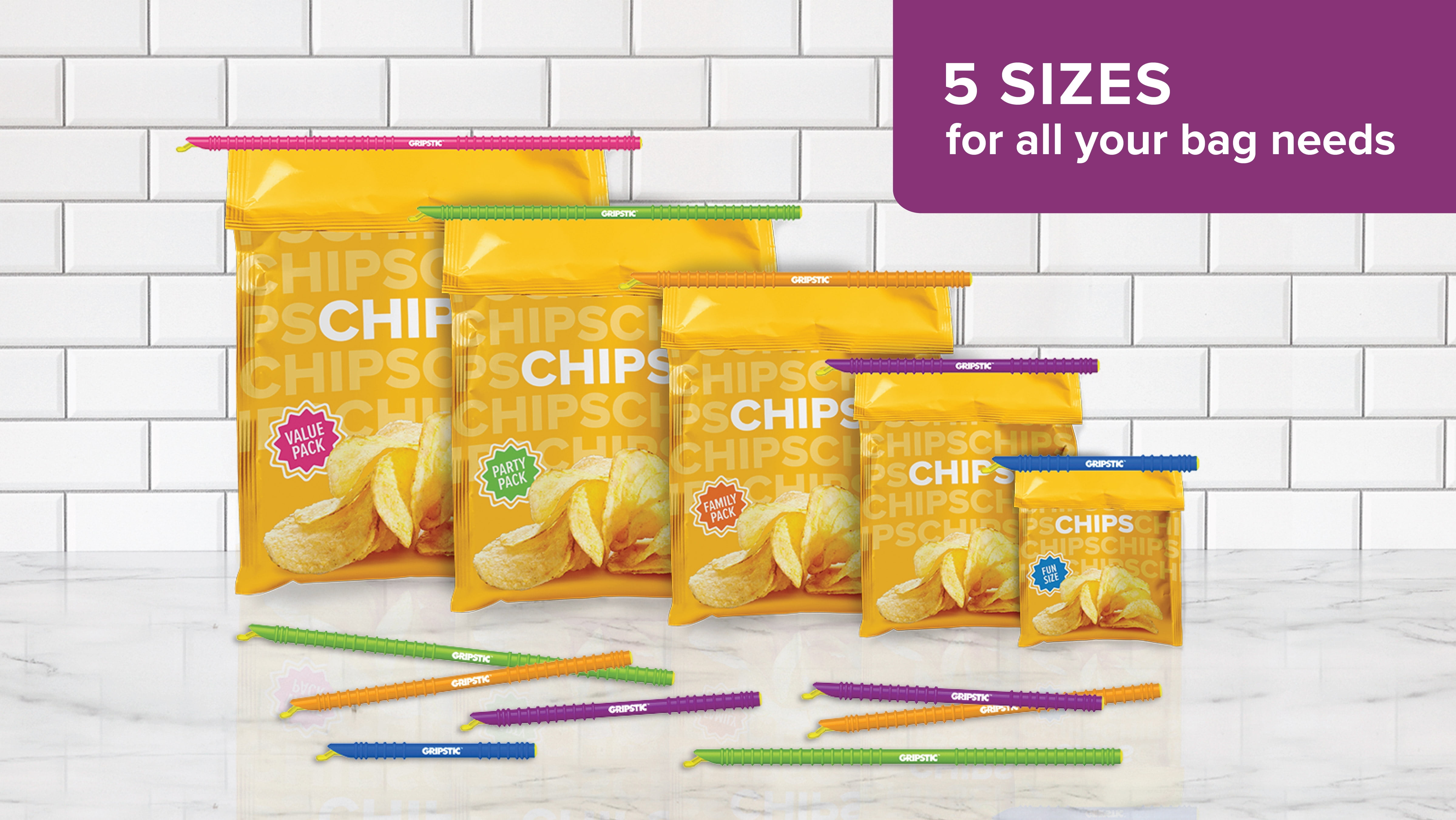 GRIPSTIC Reusable Plastic Bag Sealing Clips - Thumbnail 2