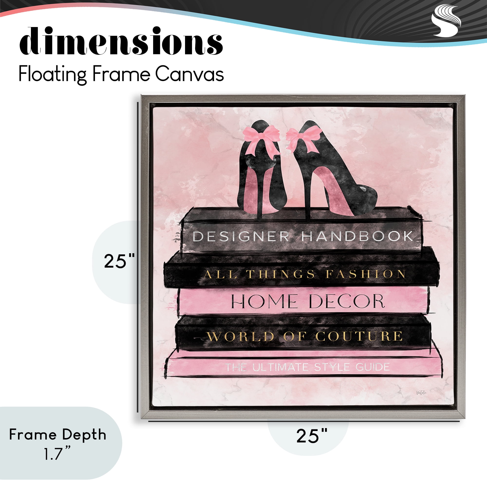 Stupell Industries All Things Fashion Book Stack Gray Framed Floater Canvas Wall Art, design by Natalie Carpentieri