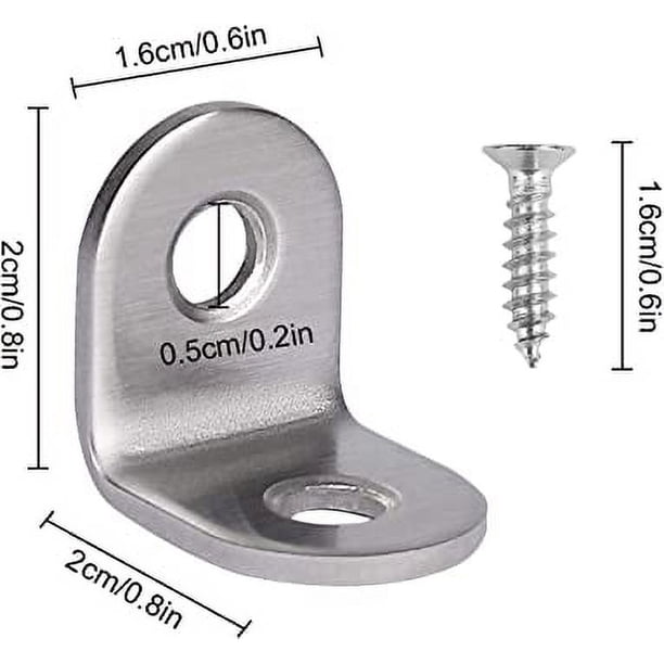 Soporte de esquina de 90 grados Soportes de ángulo recto Soporte de esquina de acero inoxidable Soportes de esquina con tornillos para estante de mesa de oficina 1 paquete plateado 20 * 20 mm