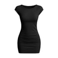 thumbnail image 5 of ClodeEU Women's Cap Sleeve Crew Neck Bodycon Mini Dress,Solid Color Slim Fit Casual Summer Dress Beige,Women's Plus L, 5 of 8
