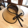 thumbnail image 5 of Sombreros de visera para mujer, sombrero de playa de paja plegable con cola de caballo de verano para mujer, 5 of 5