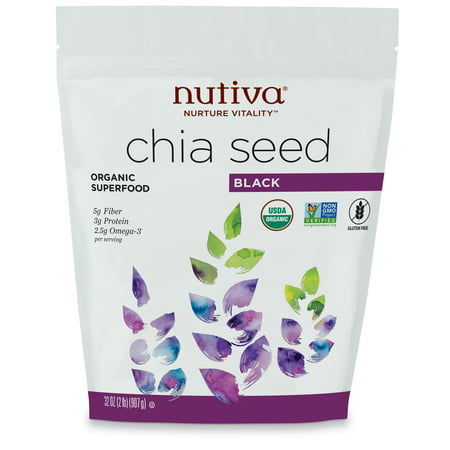 Nutiva Organic, non-GMO, Raw, Premium Black Chia Seeds, 32
