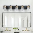 thumbnail image 7 of CREATIVE HOBBIES 4/5-Light Bathroom Light Fixtures, Black Modern Vanity Lights with Clear Glass Shade, Bathroom Wall Lamp for Mirror Kitchen Living Room Hallway Cabinet Porch, 7 of 7