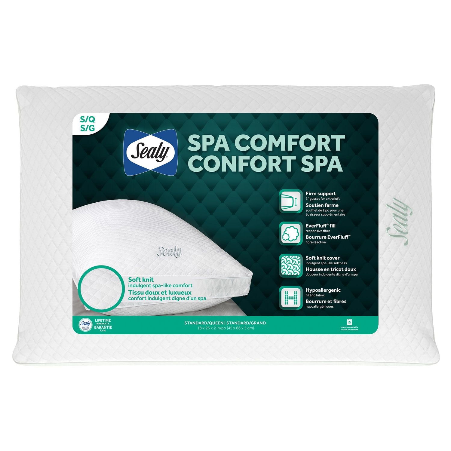 Sealy Spa Comfort Firm Support Bed Pillow