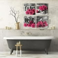 thumbnail image 6 of Hot Pink Wall Art Pink Flower Pictures Wall Decor for Couple Bedroom Living Room Black and White Grey Background Canvas Prints Rustic Floral Love Theme Paintings Artwork Home Decoration 16x16 4Pcs, 6 of 6