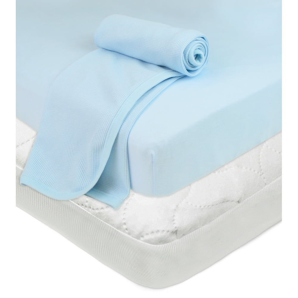 TL Care Porta MiniCrib Bundle Mattress Pad, Fitted Sheet, Thermal