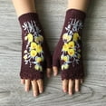 thumbnail image 2 of Penkiiy Arm Warmers Fingerless Gloves For Women Ladies Fashion Vintage Knitted Gloves Flower Hollow Out Embroidered Warm Half Finger Woman's Gloves Brown Gloves, 2 of 8