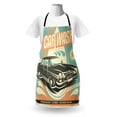 thumbnail image 3 of Cars Apron, Retro Car Wash Poster Mechanic Repair Cleaning Grunge Advertising, Unisex Kitchen Bib with Adjustable Neck for Cooking Gardening, Adult Size, Pale Orange Turquoise, by Ambesonne, 3 of 4