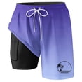 thumbnail image 4 of IWRICH Men's Summer Vacation 2 in 1 Swim Trunks with Compression Liner Bathing Suits Stretch Shorts with Pockets Purple XXXXL, 4 of 4