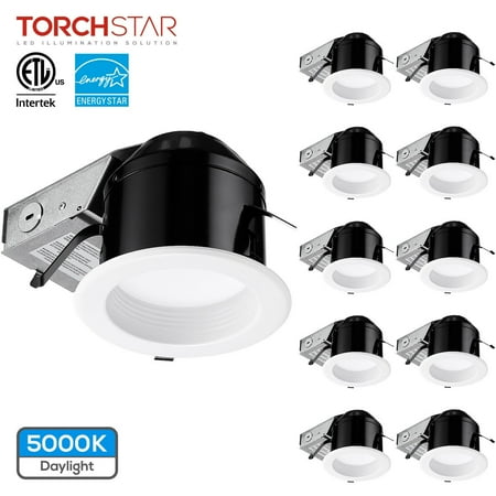 

TORCHSTAR 12 Pack 4 LED Dimmable Baffle Recessed Downlight Retrofit Recessed Lighting Kit 5000K Daylight