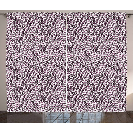 Leopard Print Curtains 2 Panels Set Pink And Black Colored