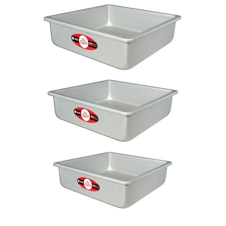 Fat Daddio's Anodized Aluminum Solid Bottom Square Cake Pan Set