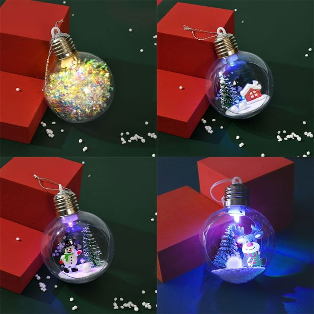 Fiudx Bola Navideña Transparente con Luz, Elegante Decoración para Ventana, Impresionante Colgante para Árbol de Navidad, Versátil Decoración Navideña para El Hogar y La Oficina, Tamaño 10 X 7 Cm, 1