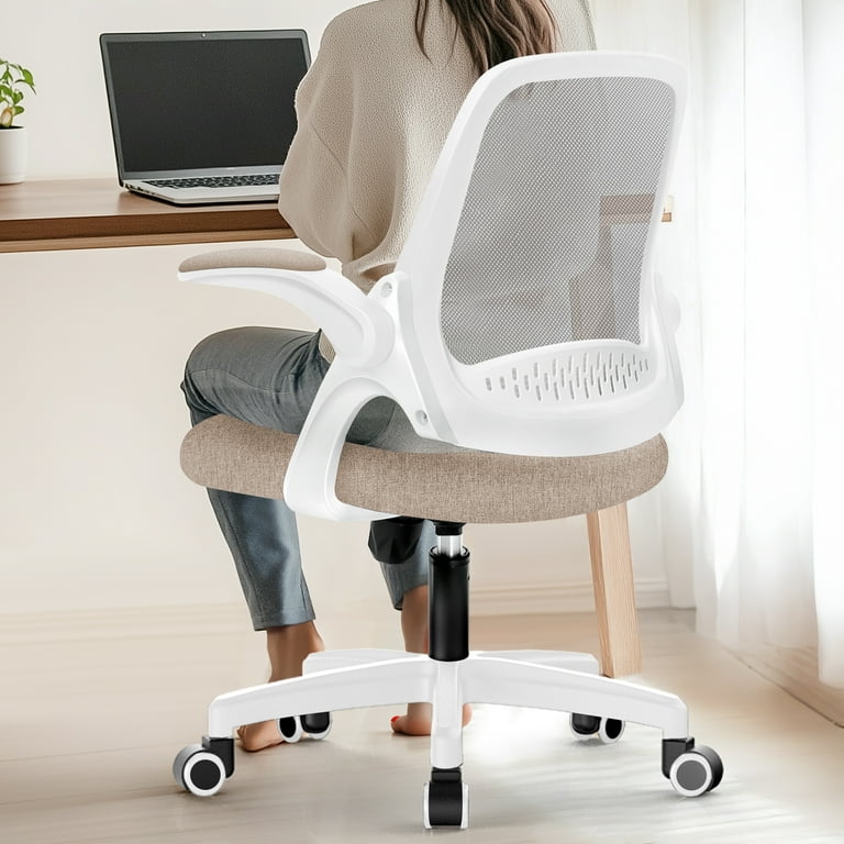 Neo Chair Office Chair, Ergonomic Flip-Up Arms Chair, Beige Desk
