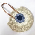 thumbnail image 1 of Female's Straw Woven Bag Round Fashion Portable Reusable Home Storage Bags New, 1 of 5