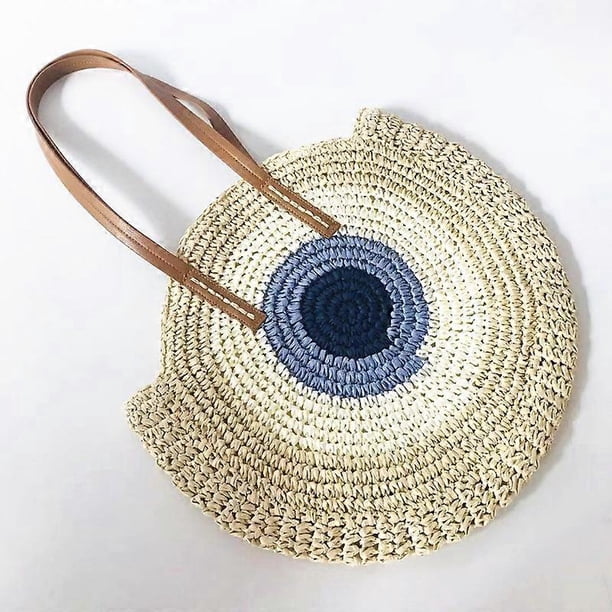 Female's Straw Woven Bag Round Fashion Portable Reusable Home Storage Bags New