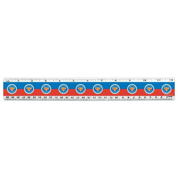 Justice League Superman Athletic Logo 12 Inch Standard and Metric Plastic Ruler