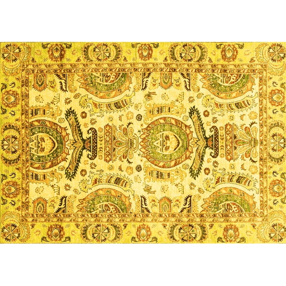 Ahgly Company Indoor Rectangle Abstract Yellow Modern Area Rugs, 8' x 10'