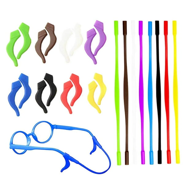 Retenedores de gafas, ganchos de sujeción para las orejas, silicona antideslizante para gafas de lectura 8 pares + 8 piezas