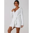 thumbnail image 2 of DARING DIVA Fuzzy Hooded Plush Bath Robe Mini Bathrobe M White, 2 of 6