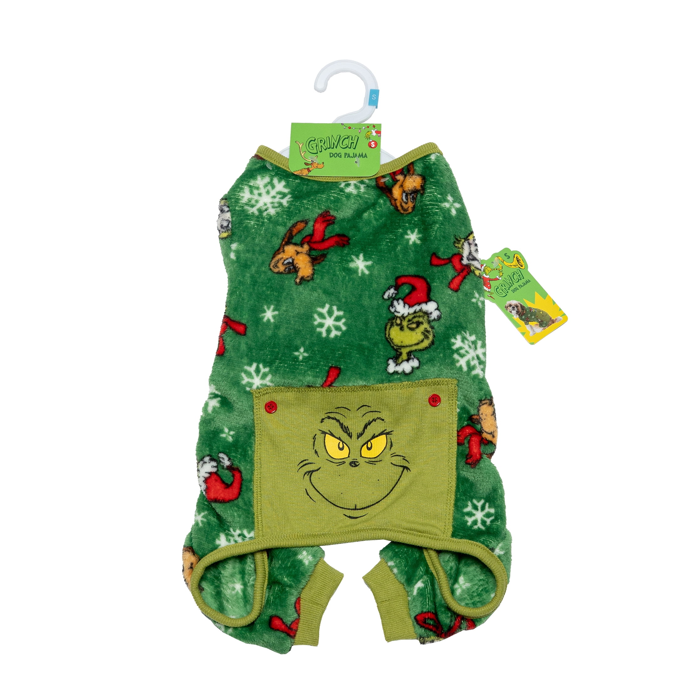 Dr. Seuss' The Grinch! Holiday Pet Pajamas for Cats & Dogs, Grinch and Max, Green, Small