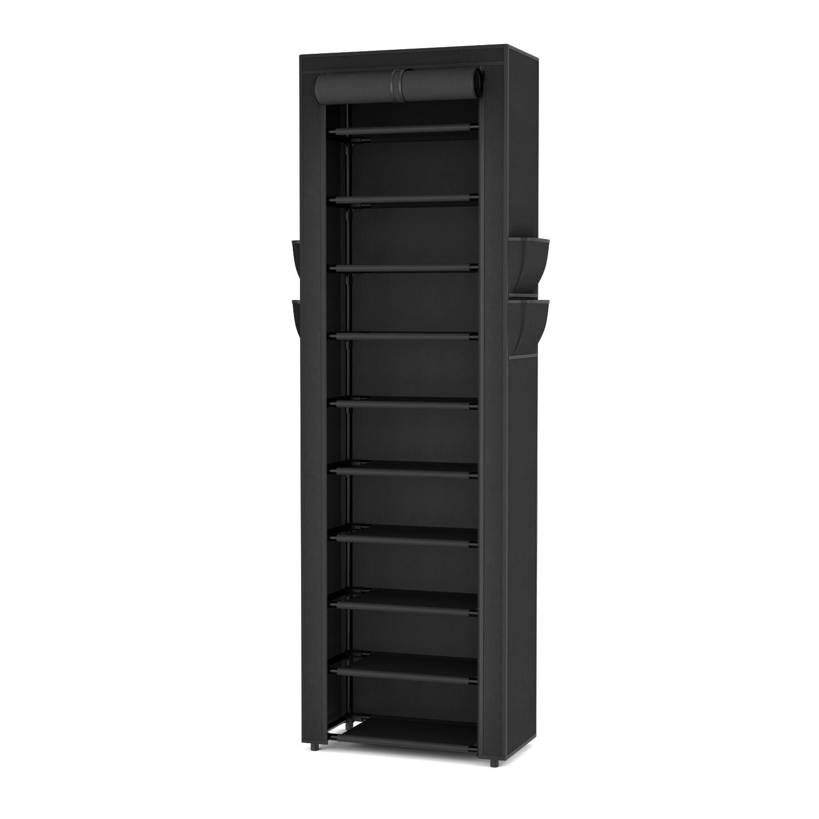 Vertical Narrow Shoe Rack Organizer 10 Tier Tall Closet Entryway Shoe Shelf with Dustproof Cover Holds 36-41 Pairs Freestanding Storage Cabinet White
