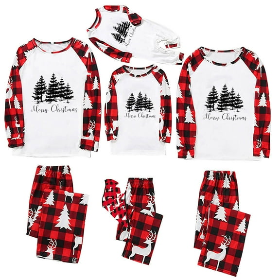 Odeerbi Matching Family Christmas Pajamas Sets Mens 2024 Fashion Xmas Tree Print Top Pants Suit Family Parent-Child Wear Loungewear Sleepwear Jammies for Dad