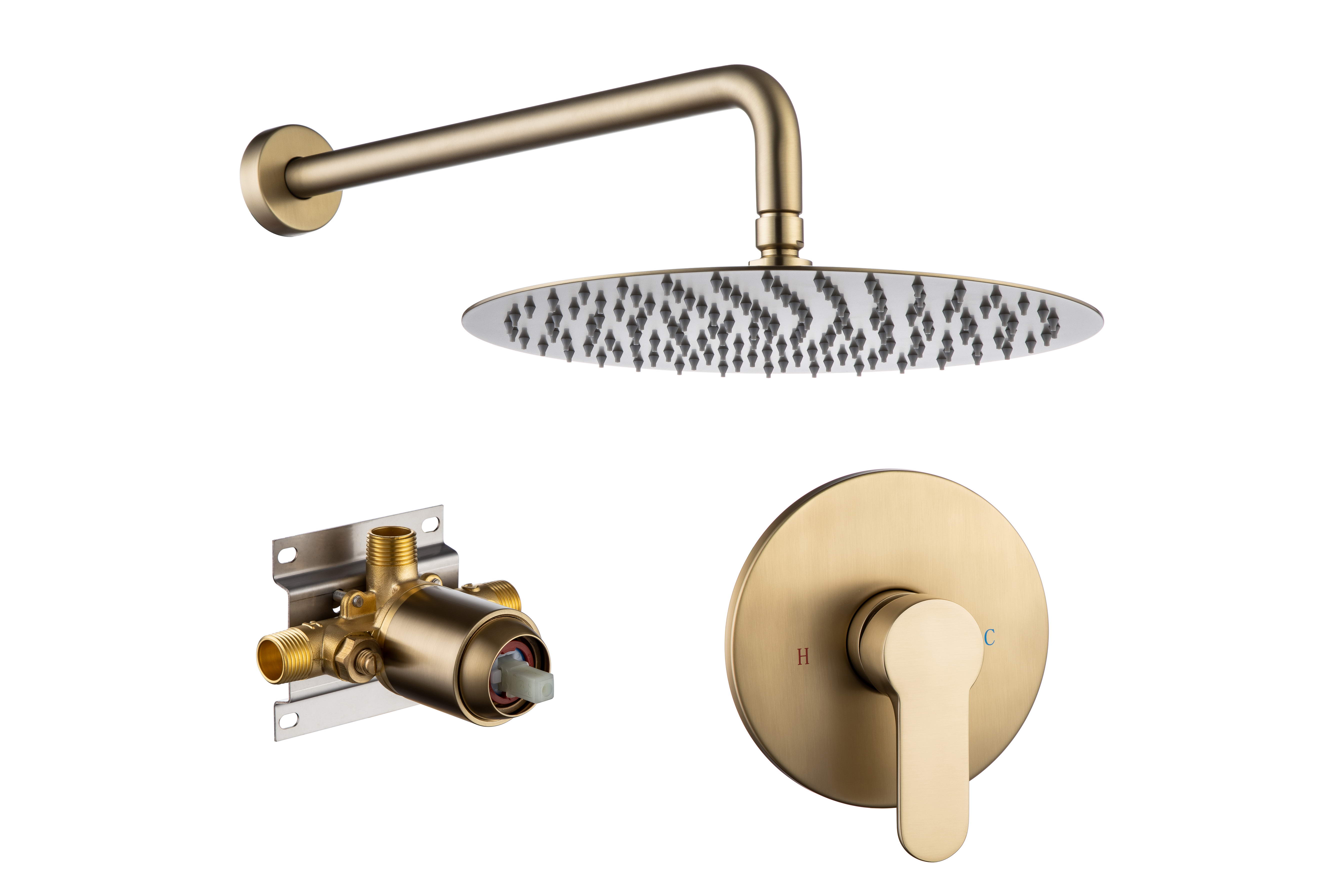 Shower Faucet Set, Wall Mount Round hower System Mixer Set, 10 Inch