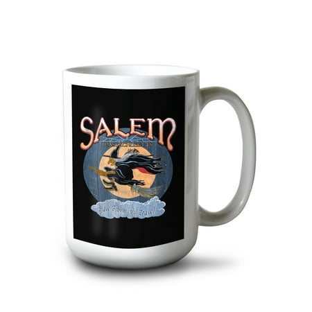 

15 fl oz Ceramic Mug Salem Massachusetts Witch Vintage Sign Contour Dishwasher & Microwave Safe