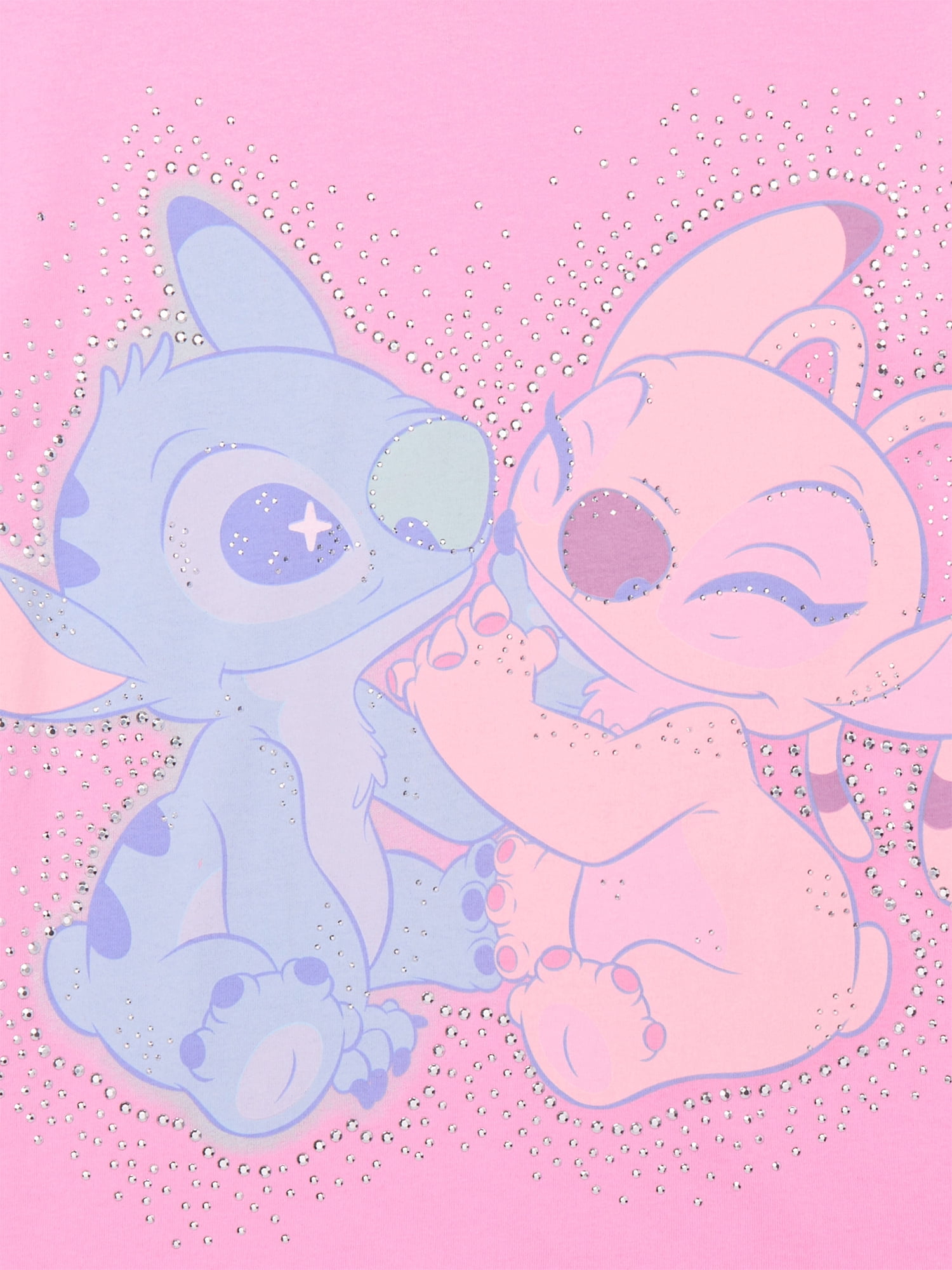 Disney Stitch and Angel Girls Rhinestone Graphic T-Shirt, Sizes 4-16