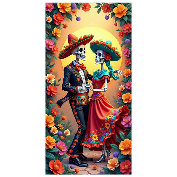 Colorful Theme Dia de los Muertos Banner Decorative Design Fiesta Backdrop Cultural Party for Celebration Event Holiday