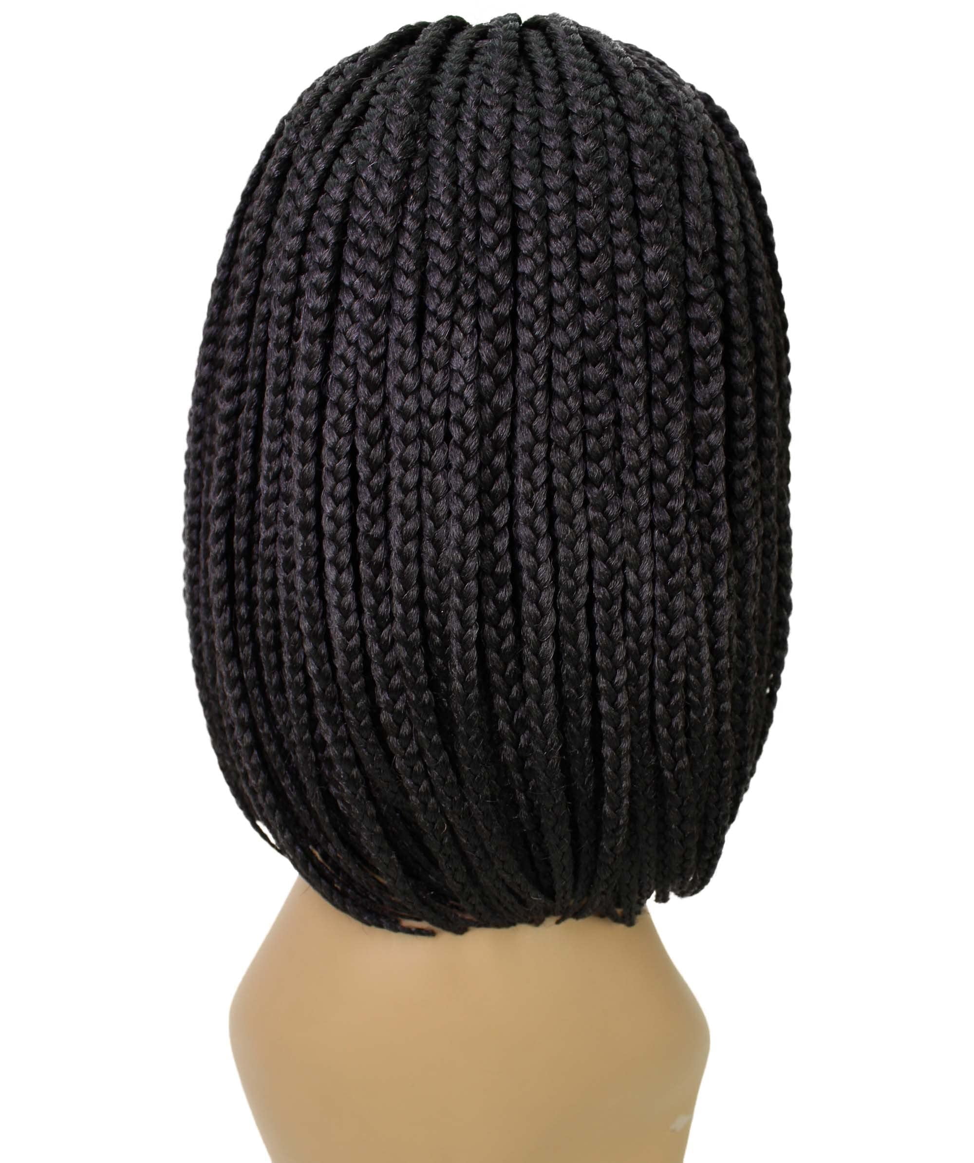 LUXLUXE Tiara Straight Braided 12 in Long 4X4 Hand Tied Lace Braid Braided Wig, Beauty Heat Resistant Fiber, Dip Dyed & Natural Black Blended Color