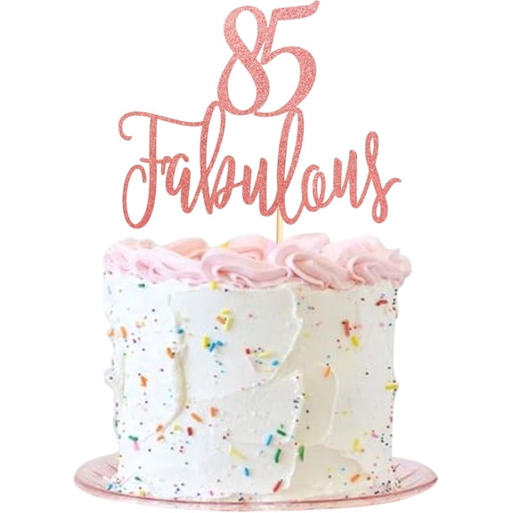 85 & Fabulous Cake Topper Eighty Five and Fabulous Cake Toppers Happy 85th Birthday Cake Pick for 85th Anniversary Birthday Party Cake Decorations Supplies - Rose Gold Glitter
