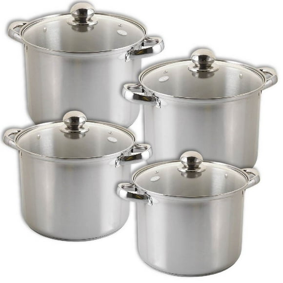 Juego de Ollas Altas RD Royal Cook Plata de Acero Inoxidable 8 piezas