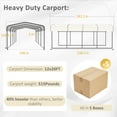 thumbnail image 4 of VEIKOUS 12' x 20' Outdoor Metal Carport, Heavy Duty Steel Carport Canopy for Backyard, Patio, Light Beige, 4 of 19