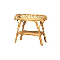 bali & pari Nayana Modern Bohemian Natural Rattan 2-Tier Console Table