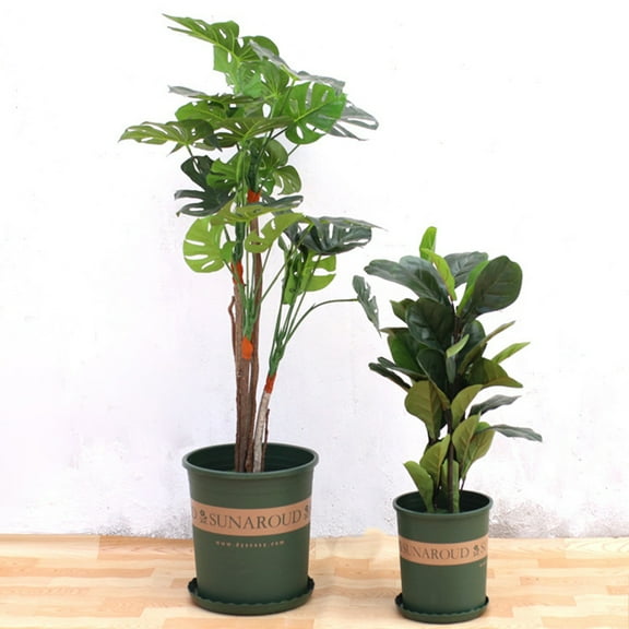 SPRING PARK Plastic Gallon Durable Nursery Pot Garden Flower Pots Nursery Plant Container Kit with Tray