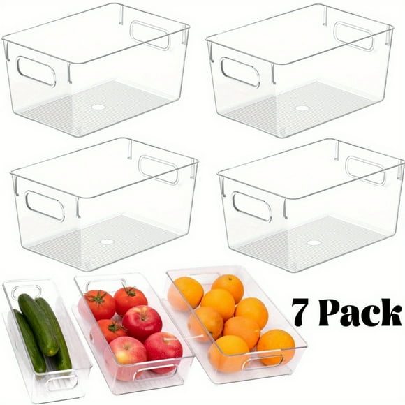 CUITING 7 Pack Clear Plastic Storage Bins  4 sizes Pantry Organizers and Storage Containers Fridge Organizer Bins Kitchen Cabinet Organizer Medicine Cabinet Organizer Bin for Organizing H