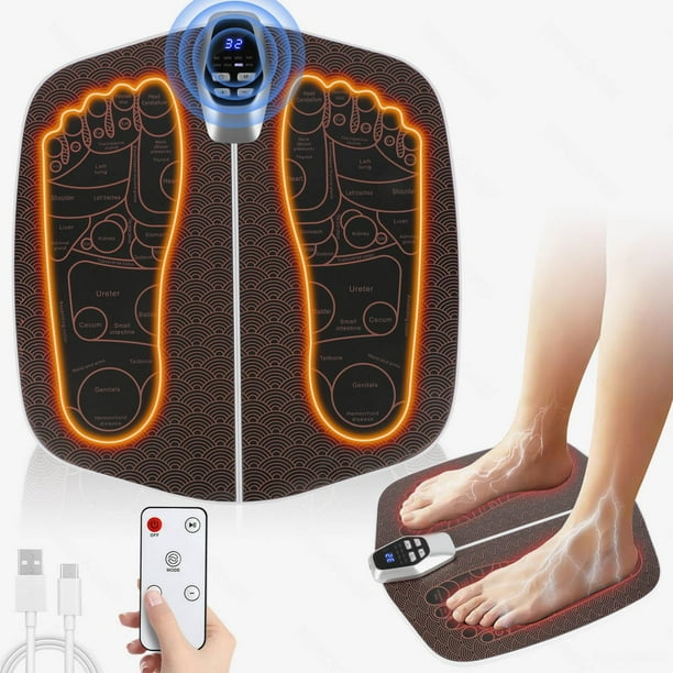 Masajeador de pies VFU EMS para neuropatía, estimulador muscular deportivo para la circulación y el alivio del dolor, almohadilla masajeadora plegable para pies y piernas, 8 modos y 32 niveles de inte