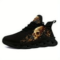 thumbnail image 4 of Coolcustomize Men's Gothic Skull Design Sneakers, Black Low-Top Lace-Up Shoes with Golden Floral Accents, Comfortable Walking Trainers, Casual Streetwear Style | Gothic Streetwear | EVA Sole Sneakers, 4 of 10