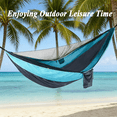 thumbnail image 5 of BN-LINK Camping Hammock with Mosquito Net, Portable Parachute Hammocks with Tree Straps for Outdoor Backpacking,Beach,Backyard,Patio,Hiking,440 lb Capacity, Blue Gray, 5 of 7